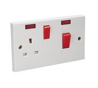 STATUS Cooker Switch with Socket | White 45A 1 Gang Cooker Switch | 2 Neon Light Indicators | S1G45ACSX5 (Package may vary)