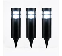 Status Solar Bollard Light Coolah - 7 cm White LED Stainless Steel Waterproof - Black 3 Pack