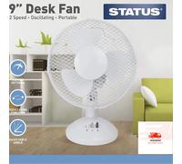 Status Desk Fan, 9 Inch Oscillating Portable 2 Speed 9 inch, White