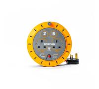 STATUS Double Socket Cassette Reel, 5m, Orange, 10 Amp, Thermal Cut Out, Compact Extension Lead, Ideal for Indoor Use, Power Tools, DIY, Home Appliances (S5M10ACR5)