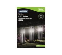 Status Dubbo - 6.3cm - white LED - Solar - Bollard Stake Light - Stainless Steel, 3 Pack