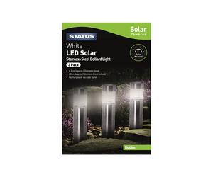 Status Dubbo - 6.3cm - white LED - Solar - Bollard Stake Light - Stainless Steel, 3 Pack