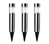 Status Dubbo - 6.3cm - white LED - Solar - Bollard Stake Light - Stainless Steel, 3 Pack