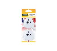 STATUS EU to UK Plug Adapter Pack of 2 White | 2 Pin to 3 Pin Adaptor | European to UK Plug Adapter | SUKVISTA2PK4