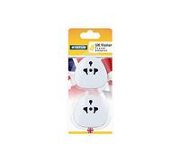 STATUS EU to UK Plug Adapter Pack of 2 White | 2 Pin to 3 Pin Adaptor | European to UK Plug Adapter | SUKVISTA2PK4