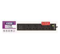 Status Extension Lead 240V 4-Gang + 2 Usb 13A 2M Black Sin4S2Mbusb2