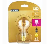 Status Filament LED Bulbs [Pack of 12] Type:GLS (Extra Warm White 1800k) 2w / Non-Dimmable/Cap: B22 / Golden Antique Finish / 15000 Hours/Multipack [2SRLGBCB112]