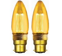Status Filament LED Bulbs [Pack of 2] Type:Candle (Extra Warm White 1800k) 2w / Non-Dimmable/Cap: B22 / Golden Antique Finish / 15000 Hours/Multipack [2SRLCBC1PKB12]
