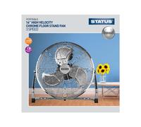Status Floor Fan | 16 Inch Portable Fan | 3 Speed Adjustable Angle Fan | Chrome | S16CFLOORFAN1PKB [Energy Class A]