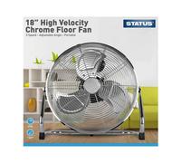 Status Floor Fan | 18 Inch Portable Fan | 3 Speed Adjustable Angle Fan | Chrome | S18CFLOORFAN1PKB
