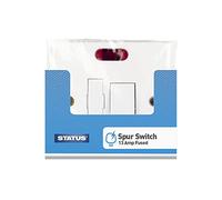 STATUS Fused Spur Switch | 13amp Fused Switch | Single White Plastic with Light Indicator | S13AFSSWNB8