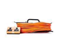 STATUS Heavy Duty Extension Lead, 25m, Orange, 13 Amp, Twin Socket, Outdoor Cable, Ideal for Garden, Site Work, DIY, Power Tools, High Visibility Des