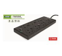 STATUS Individually Switched Extension Lead 240V 8 Gang 13A Black 2m SIN8SM2BSS