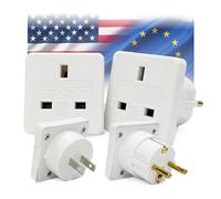 STATUS International and European Travel Adaptor Set with Storage Tube, Dual Plug Power Adapters for Worldwide and EU Socket Compatibility, White, 2 Pack (SCTA2PKX6)