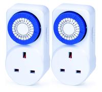 Status: IONOS 24 Hour Mini Timer Switch | 24 Hour Segment Timer Light Switch | White UK Plug | ION24HMINIT10 | Mechanical Option C (Pack of 2)