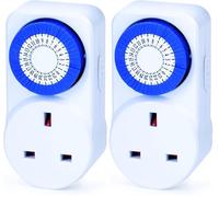 Status: IONOS 24 Hour Mini Timer Switch | 24 Hour Segment Timer Light Switch | White UK Plug | ION24HMINIT10 | Mechanical Option C (Pack of 2)