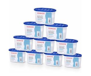 STATUS: IONOS 500ml Disposable Dehumidifier Moisture Absorber with Scent Free Crystals for Damp, Condensation and Mould Control, 10 Pack, White (DEHUMIDSF10PKB)
