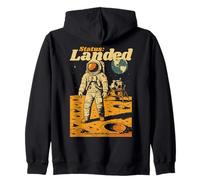 Status Landed Astronaut Moon Landing Lunar Retro Sci-Fi Art Zip Hoodie