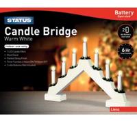 Status Lienz 7 LED Warm White Battery Operated Candle Bridge with White Stand