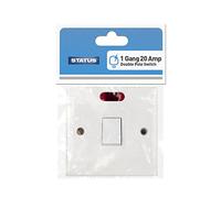 STATUS Light Switch | 20A 1 Gang Single Light Switch | White Plastic with Light Indicator | S20ADPSWNB4