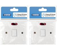 STATUS Light Switch | 20A 1 Gang Single Light Switch | White Plastic with Light Indicator | S20ADPSWNB4 (Pack of 2)