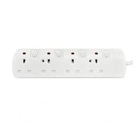 Status Multi Plug Extension, 4 Socket, 2m | Individually Switched, Neon Indicator, White, S4WSS2M1PKB12