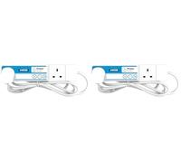 STATUS Multi Plug Extension | 4 Socket Extension Cable | 1m Extension Lead | S4W1MS12 White (Pack of 2)