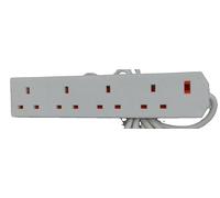 STATUS Multi Plug Extension, 4 Socket Extension Cable, 4m Extension Lead with Neon Indicator, S4W4MS6