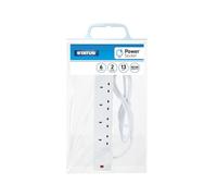 STATUS Multi Plug Extension | 6 Socket Extension Cable | 2m Extension Lead with Neon Indicator | 6WS2MCP20