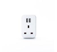 STATUS Multi USB Plug Adapter White, 2 Port USB Adaptor Plug Through, S2USBPTAWH1PK3