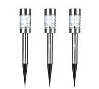 Status Nundle Outdoor Garden Solar Light / 3 Pack of 6 Centimeter LED Bollard Top Stake Lights/Stainless Steel, Waterproof Garden Ornament Solar Light/Rechargeable Battery Included (NUNDLESS3PK6)