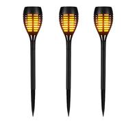 Status Pambula Outdoor Dancing Flame Effect Solar Light | 3 Pack of 7.5 Centimeter Dancing Flame Effect Light Stakes | Rechargeable Battery Included, Black (PAMBULASS3PK6)