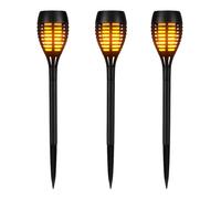 Status Pambula Outdoor Dancing Flame Effect Solar Light | 3 Pack of 7.5 Centimeter Dancing Flame Effect Light Stakes | Rechargeable Battery Included,