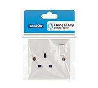 Status Plug Socket UK, Single, White Plastic, 13A Single Switched Wall Socket, S1G13AWS3