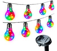 Status Queenstown Solar Light String, 10 Clear Multi Colour Outdoor Garden Light Bulbs with 2 Functions, 5 LED's per Bulb, 3.8 Meters Cable Length, R