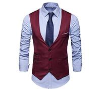 Status Quo Vest Summer Men's Solid Suit Vest British Slim Fit Large Formal Vest Cosmonaut Suit, red, M