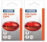 STATUS Red Cycle Light | Bicycle LED Flashlight | Rear Bicycle Torch | 5 Red LEDs | 2 x AAA Batteries (not included) | SLEDRCLS1PKX5 (Pack of 2)