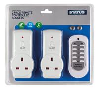 Status Remote Control Socket SREMSOC2PK3 White 13A UK Energy Saving Pack of 2