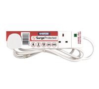 STATUS Surge-Protected 4 Socket Extension Lead, 2m Cable with Neon Power Indicator, 13A Multi-Plug Strip for Home, Office or Gaming, White (S4W2MSPS9)