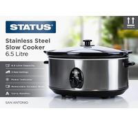 Status 6.5 Litre Oval Slow Cooker - Silver