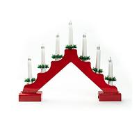 Status Schwarz Candle Bridge | 7 Warm White Festive LED Candle Lights | Indoor Christmas Lights with Timer | Battery Operated | Red | SCHWAZ7REDBWW6