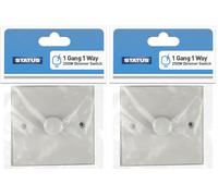 STATUS Single Dimmer Light Switch | 250W White Plastic 1 Gang 1 Way Dimmer Light Switch | S250WDS3 (Pack of 2)