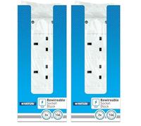 STATUS Socket Block | White 2 Gang 2 Way Double Socket | 13A Re-Wireable | SES2WB8 (Pack of 2)