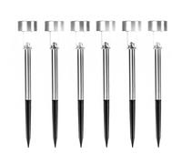 Status Solar Stake Lights, Pack of 6 Stainless-Steel 5.5cm White-LED Garden Path Lamps, IP44 Weatherproof with Rechargeable Batteries Included (MELBOURNESS6PK3)