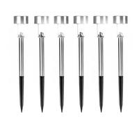 Status Solar Stake Lights, Pack of 6 Stainless-Steel 5.5cm White-LED Garden Path Lamps, IP44 Weatherproof with Rechargeable Batteries Included (MELBO
