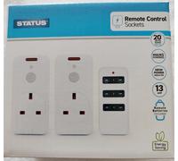 Status Remote Control Socket SREMSOC2PK3 White 13A UK Energy Saving Pack of 2