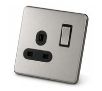 Status Stainless Steel 13A Single Switched Wall Socket, S1G13ASSWSX8