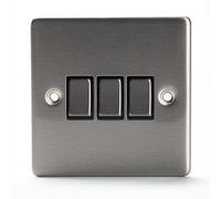 Status Stainless Steel Light Switch 3 Gang 2 Way