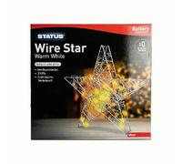 Status Steyr - 30 - Warm White - LED - Indoor Only - Battery Operated - Festive Wire Star