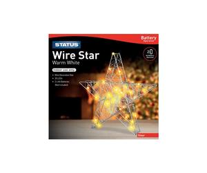 Status Steyr - 30 - Warm White - LED - Indoor Only - Battery Operated - Festive Wire Star